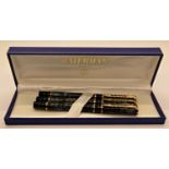 Waterman Laureat grey marble effect fountain, rollerball and ballpoint pen set boxed