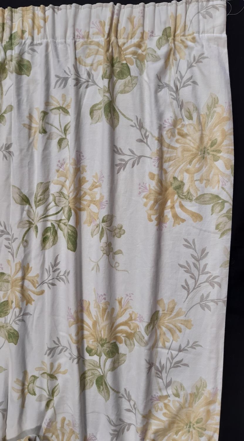 1 pair curtains from Laura Ashley Home range with honeysuckle floral print, lined with pencil