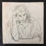 Robert Oscar Lenkiewicz (1941-2002) - Portrait pencil study on paper, 'From the Studio R.O.