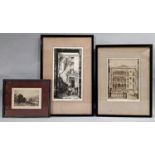 Three etchings and engravings to include: two etchings indistinctly signed 'Christopher