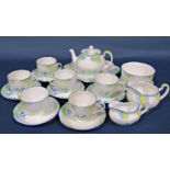 A Grafton china tea service for six with bluebell detail