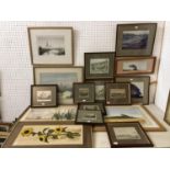 Sixteen framed paintings and prints (local interest): Alan O'Connor-Fenton - two watercolours of