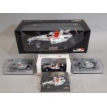 5 boxed Formula 1 model racing cars by Paul's Model Art, made for Honda and Mercedes teams,