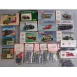 19 boxed model kits of vintage vehicles, early steam driven engines and railway modelling