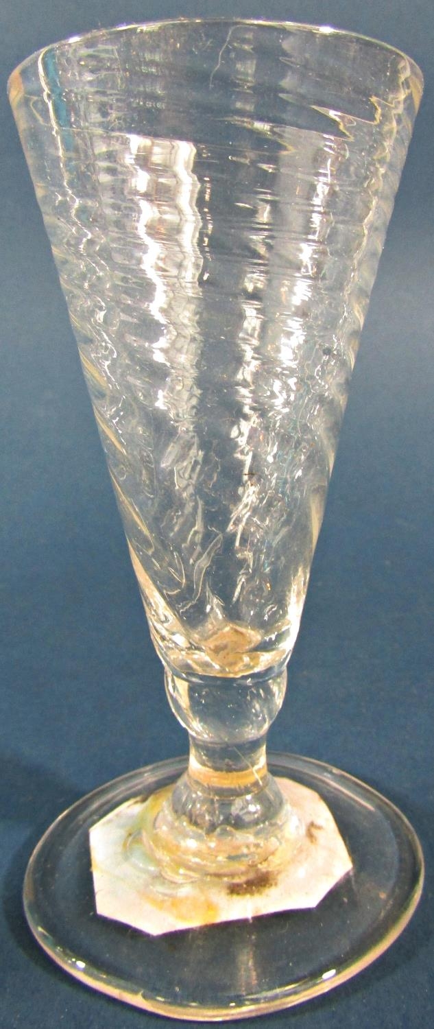 A Georgian funnel bowl wine glass with a double series air twist stem 15cm high, and a Georgian - Image 3 of 3