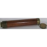 A Victorian mahogany and brass two drawer pocket telescope, complete. 9cm closed and 48cm open.