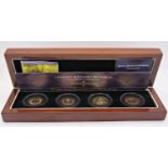 Proof 4 x 9ct double crowns, Tristan da Cunha 2015, cased