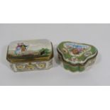 Capodimonte porcelain trinket box depicting a romantic couple in landscape and a further Sèvres