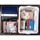 Two boxes containing a mixed quantity of stamp albums, part albums, assorted loose stamps,