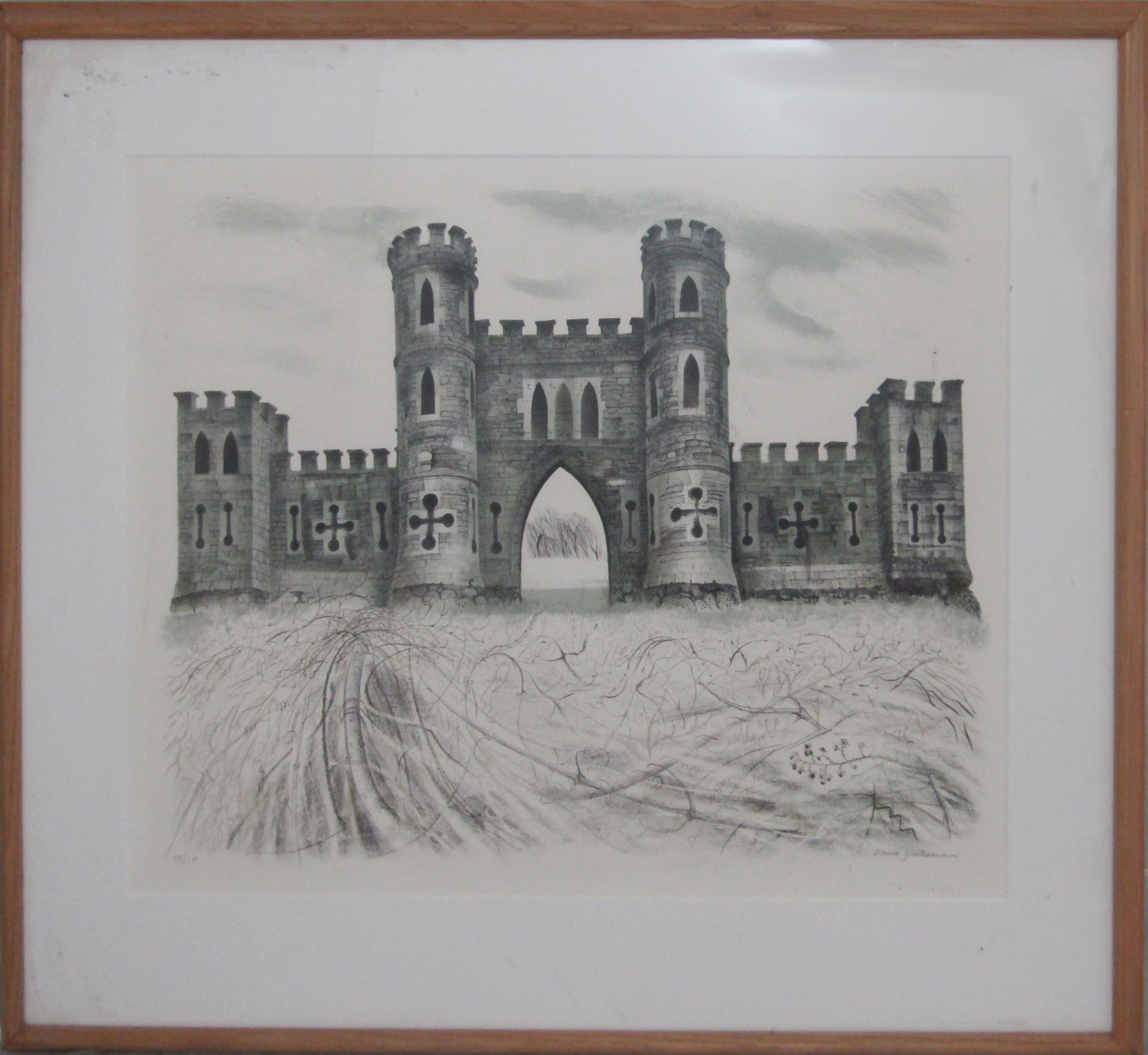DAVID GENTLEMAN (b.1930) 'RALPH ALLEN'S SHAM CASTLE' lithograph in colours, signed and numbered in - Image 2 of 4