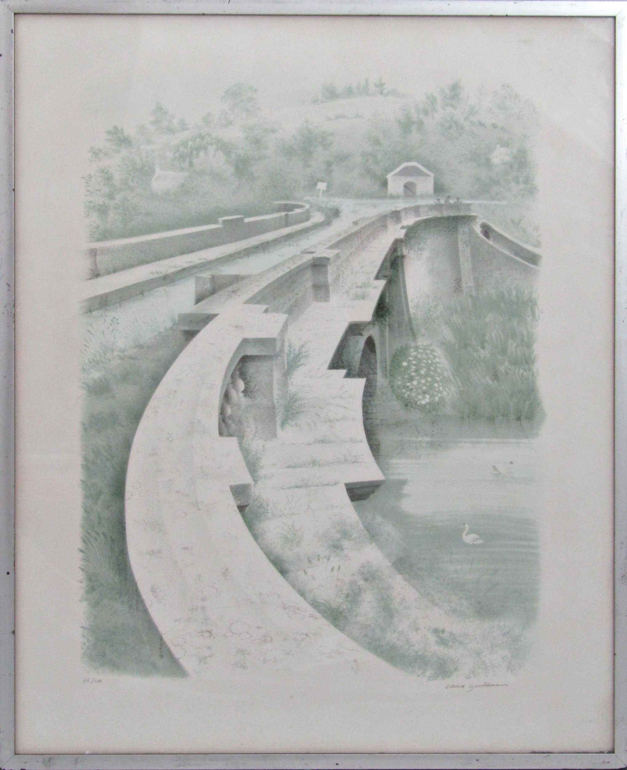 DAVID GENTLEMAN (b.1930) 'DUNDAS AQUEDUCT' lithograph in colours, signed and numbered in pencil 86/