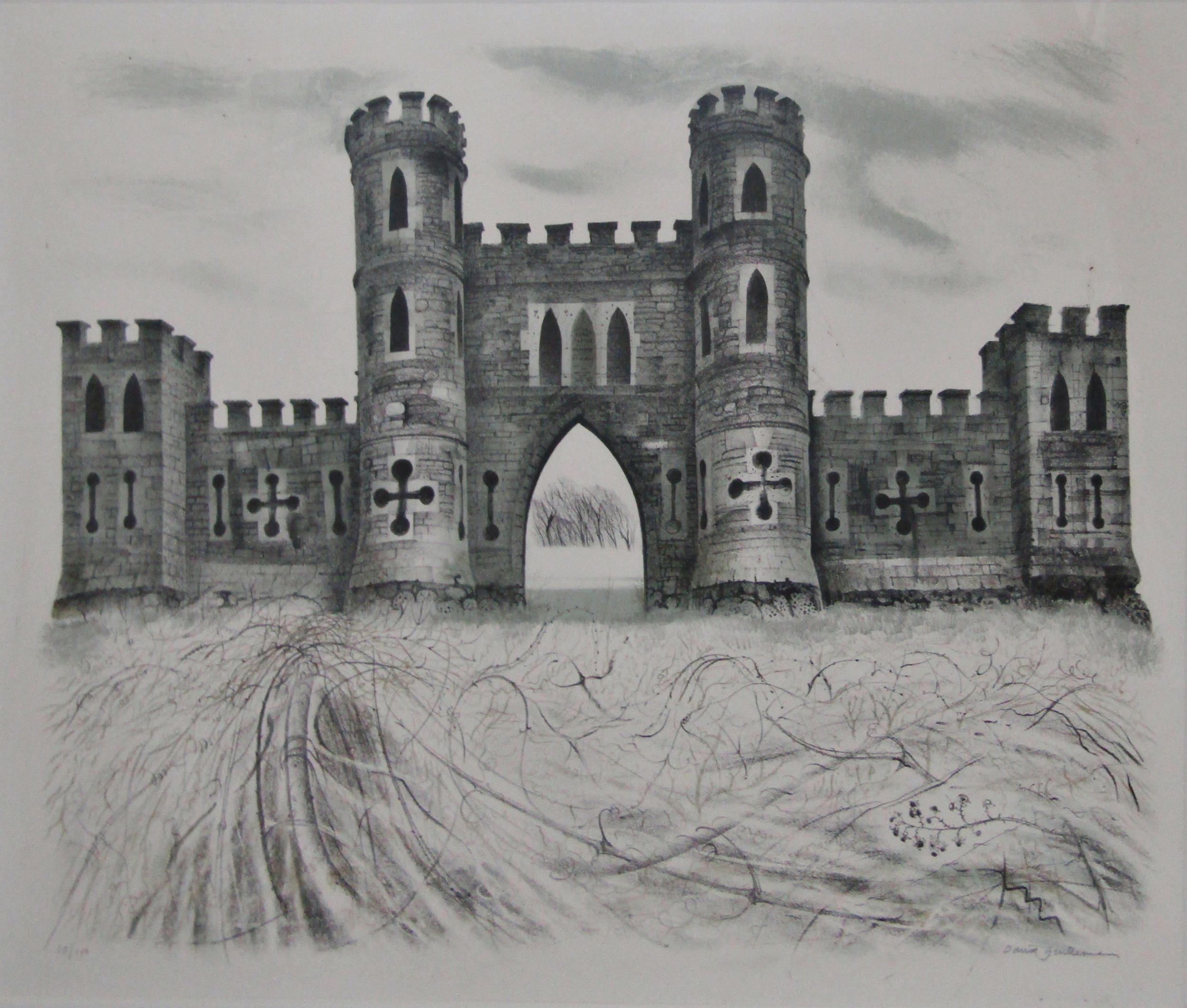 DAVID GENTLEMAN (b.1930) 'RALPH ALLEN'S SHAM CASTLE' lithograph in colours, signed and numbered in