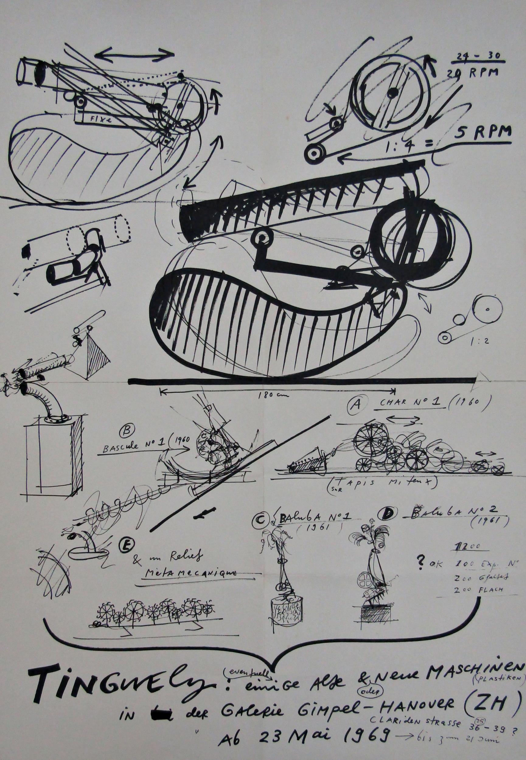 JEAN TINGUELY (1925-1991) 'SOME OLD AND NEW MACHINES' off-set lithograph, printed for Gimpel-Hanover