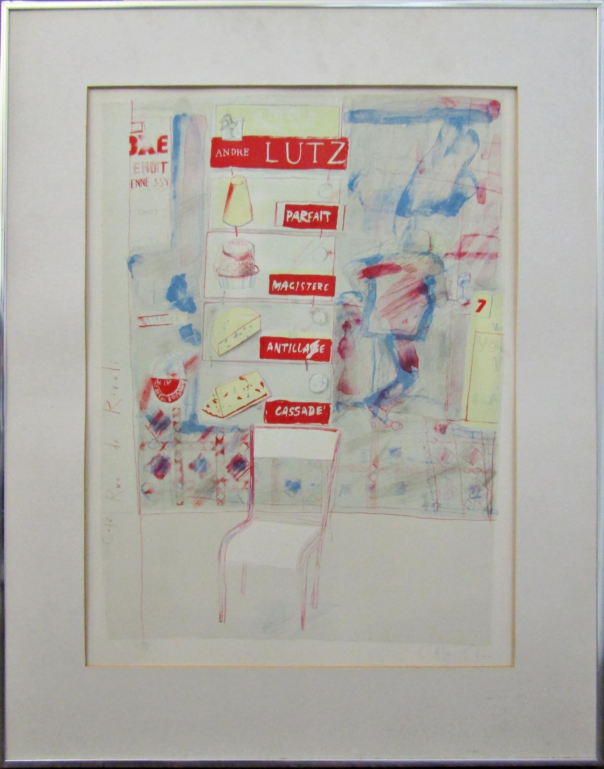 CHLOE CHEESE (b.1952) 'CAFE RUE DE RIVOLI' lithograph in colours, signed and numbered in pencil