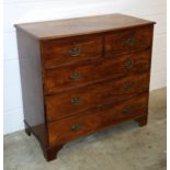 George III mahogany chest, two short, three long drawers on bracket feet, H. 99 cm, W. 106 cm, D. 52