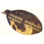 Zulu interest - A 19th century 'Ihawu' hide shield, light brown and dark brown fur, with the mgobo