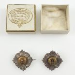 Pair of WW1 Royal Scots Guards silver sweetheart brooches, by Henry Tatton, Edinburgh 1914 and 1915,