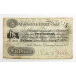 British Provincial Banknote, Essex, Colchester, Colchester and Essex bank, five pounds, 2 July 1888,