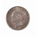 Victoria shilling, 1842, a.f. (die crack below bust)
