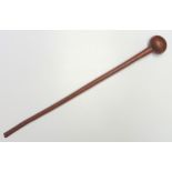 Zulu Interest ? a hardwood knobkerrie, having a bulbous wood head and straight shaft, 78.5 cm