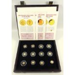 Set of 12 MDM Smalliest Gold Coins in the World, 1995, 999/1000 pure, 1.25 grs, with 8 COAS,