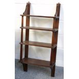 Mahogany wall shelves, four tiers on turned column supports, H. 109.5 cm, W. 51 cm, overall