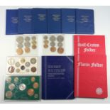 Linen covered folder of ½ crowns, 1947-67, (20), similar folder of florins (17), Whitman folder of