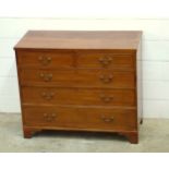 George III inlaid mahogany chest with 2 short drawers, 3 graduated long drawers, on bracket feet, H.