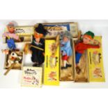 5 Pelham string puppets comprising Twizzle, Witch, Prince Charming, Boy, and Muffin the