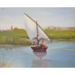 Serrano Medina (20th century continental), Paisaje de la Albufera, oil on canvas, signed and