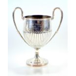 Regimental interest: George III silver trophy cup with semi-fluted decoration, 2 reeded scroll