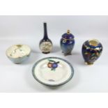 A selection of Carlton ware to include a Persian style vase with bird and fruit on a mottled blue