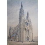 W F Smallwood (1806-1834) ?Chartres Cathedral? watercolour, signed lower right, bearing Fine Art