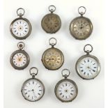 Swiss lady?s pocket watch with a silvered and gilt dial, enclosing a keywind movement, in a floral