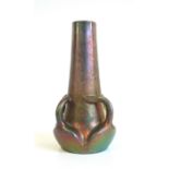 A (Vallauris) possibly Massier pottery Art Nouveau Studio vase with all over copper, green and