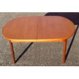 Mid-century Nathan teak dining table, with extra leaf 204cm fully extended.