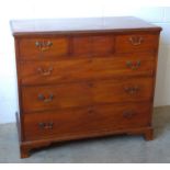 George III mahogany chest, the top with moulded edge over three short drawers, with three long