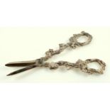 Pair of Edwardian silver grape scissors with vine leaf decoration, by William Hutton, London 1904,