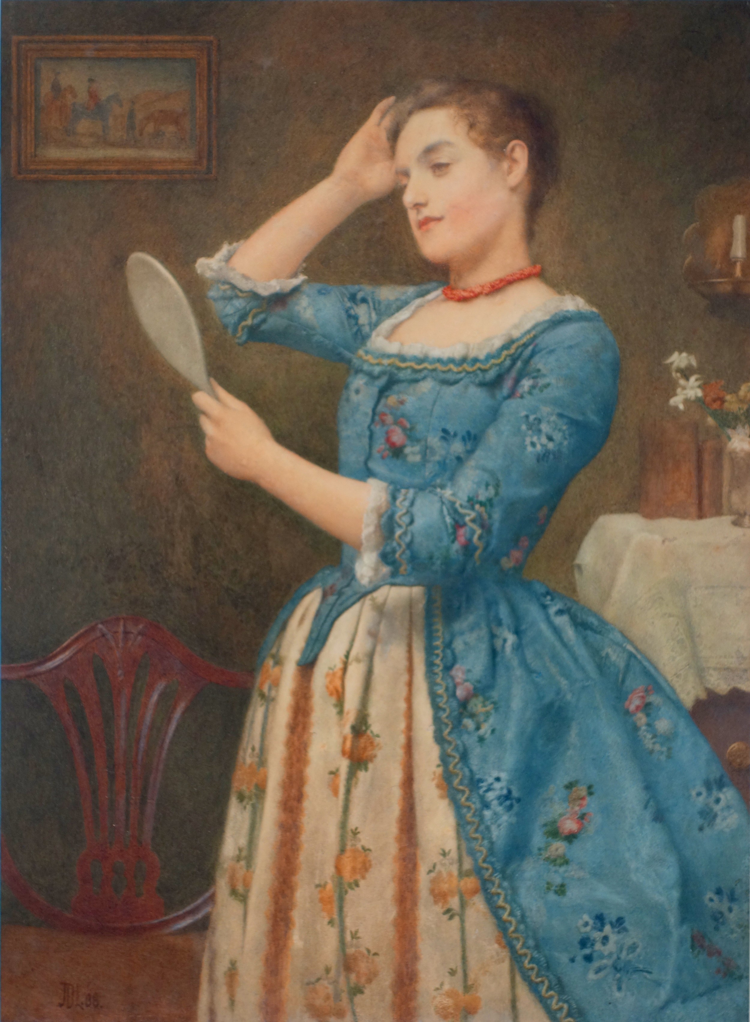 Sir James Dromgole Linton (1840-1916) ?Preparing for ?a Ball(?)? - a Young woman attending to her - Bild 2 aus 4