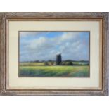 Christine Slade (b. 1943) Norfolk Broad Windmill, pastel, signed and dated 1991, 32cm x 50cm