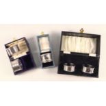 Pair of George V silver engine turned napkin rings, by W A , Birmingham 1926, another pair of napkin