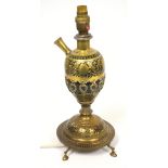 An unusual coconut shell and brass overlaid table lamp converted from a Hubbah/Shisha pipe (?)