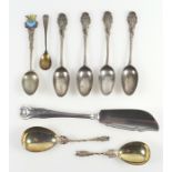 Set of 4 George III silver picture back teaspoons, each with initials ?ALS? and mask handle,