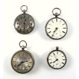 Victorian pocket watch with an engine turned silvered dial, seconds dial and gilt Roman numerals