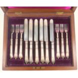 Set of 6 Victorian silver Albany pattern dessert knives of and 6 forks by Francis Higgins, London