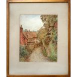 Local interest - Henry James Sage (British 1868-1953) A country Lane with buildings (probably