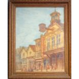 English School, circa 1900. Guildford High Street, watercolour, monogrammed lower right, 36 cm x