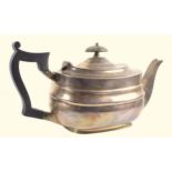 Edwardian silver rounded rectangular teapot by William Hutton & Sons, London 1908, gross 305 grams