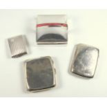 Silver cigarette box, Birmingham 1918, 8.3 x 8.3 cm, 2 cigarette cases and a bookmatch case, 188