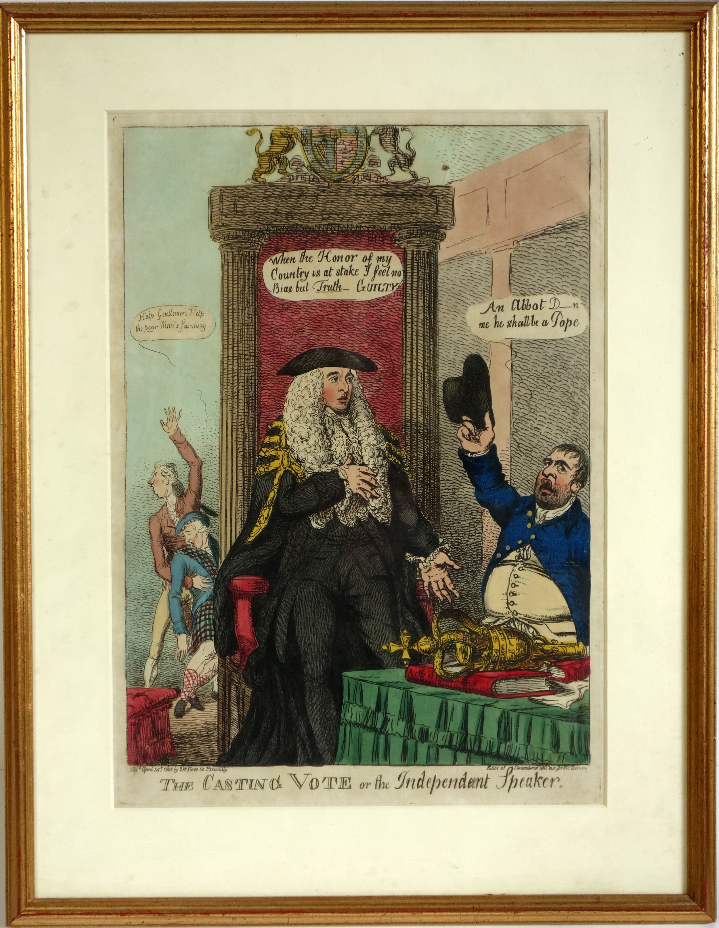 Early 19th century English School ?The Casting Vote or the Independent Speaker? coloured engraved - Bild 2 aus 7